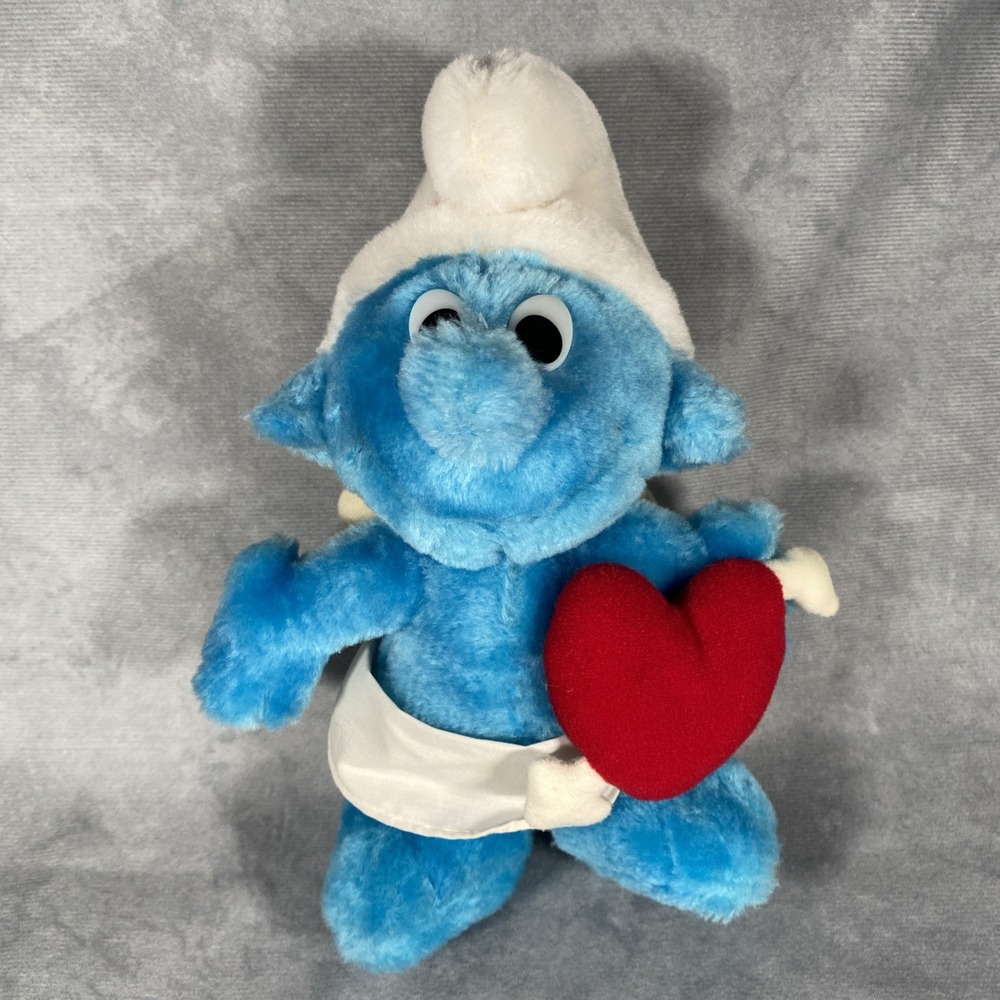 Cupid Smurf Peyo Wallace Berrie Vintage 1982 SMURFS 10" Plushie Stuffed Toy
